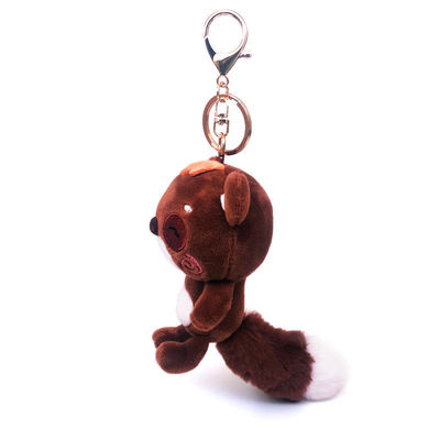 اسباب بازی مخمل خواب دار نرم سفارشی خرس نارنجی Keychain حیوانات مینی پر شده