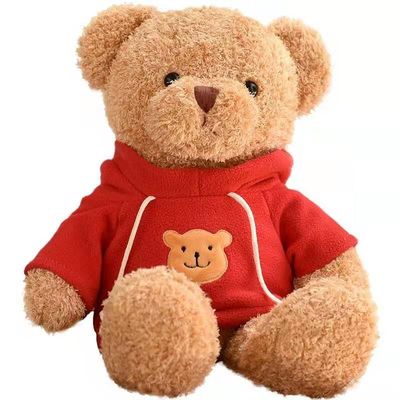 30 سانتی متر قرمز کوچک نخی Hoodie خرس عروسکی عروسک های مخمل خواب دار بالش خواب دختر