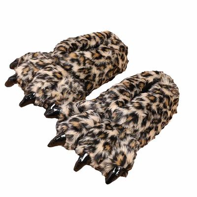 کفش های خزدار گرم مخمل خواب دار چاپی Lifelike Leopard