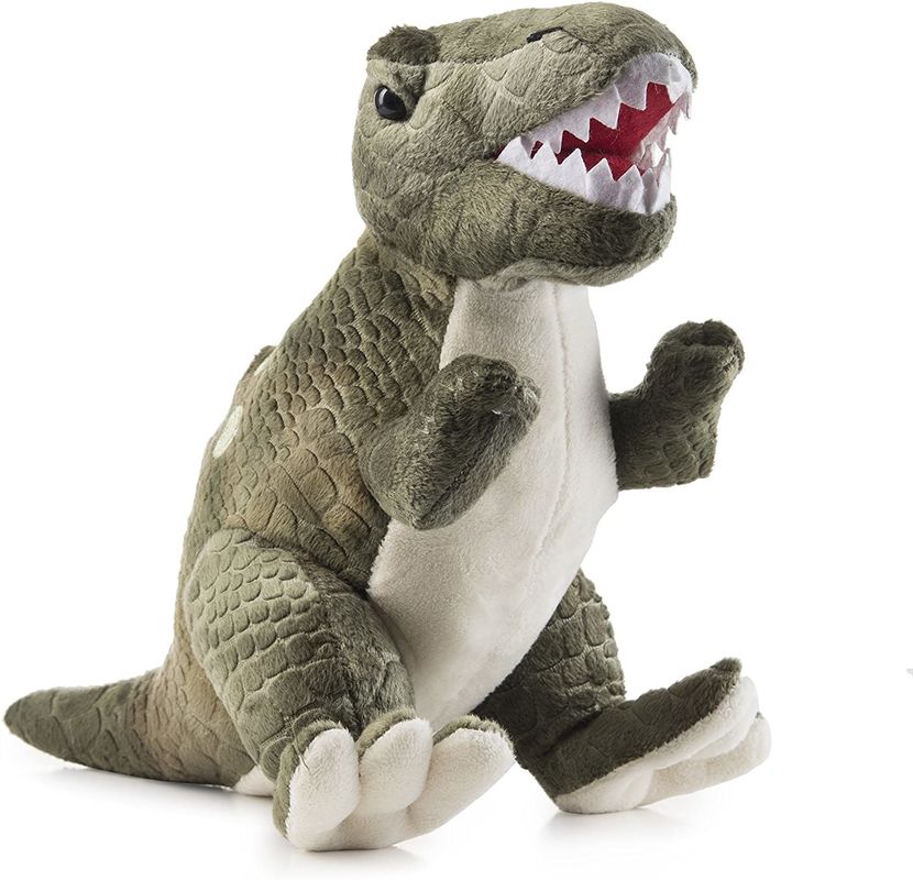 اسباب بازی مخمل خواب دار Tyrannosaurus سبز با دندانهای نوک تیز یک اسباب بازی مخمل خواب دار دایناسور ساخته شده از مخمل خواب دار برجسته