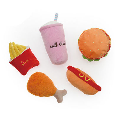 اسباب بازی سگ جیر جیر مخمل دار به شکل غذای تعاملی OEM / ODM